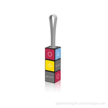 Wholesale High Quality Keychain USB Cable Fashion 3 in 1 Usb Charging Cable Phone Rubik's Cube Data Cable